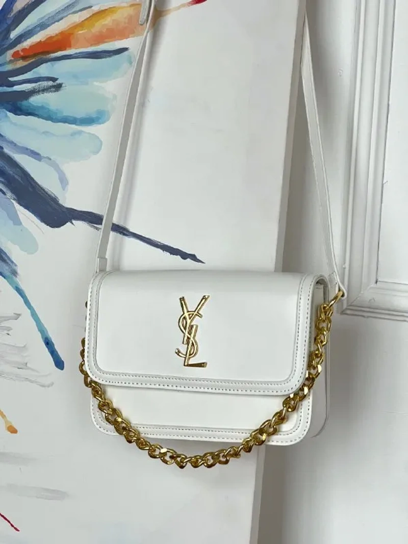 Сумка Saint Laurent Solferino еко-шкіра чорний/коричневий/білий — фото 2