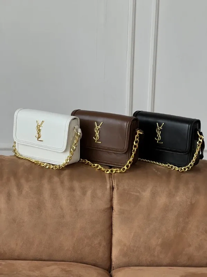 Сумка Saint Laurent Solferino еко-шкіра чорний/коричневий/білий — фото 5