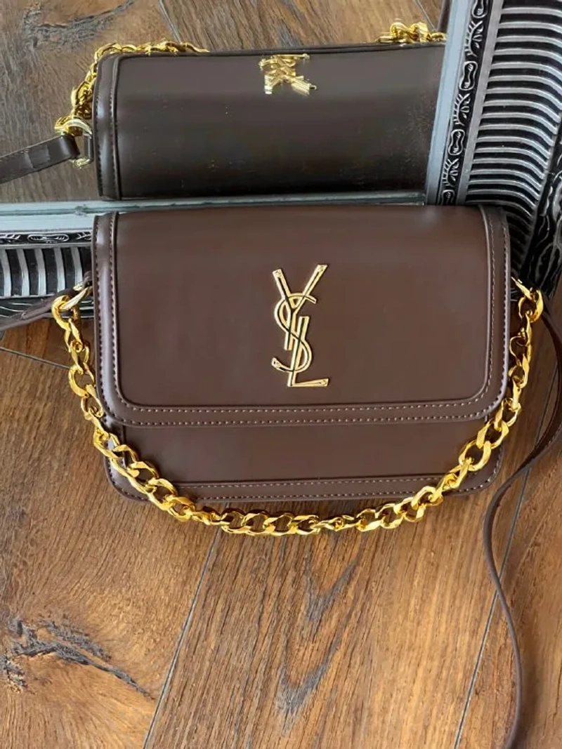 Сумка Saint Laurent Solferino еко-шкіра чорний/коричневий/білий — фото 6