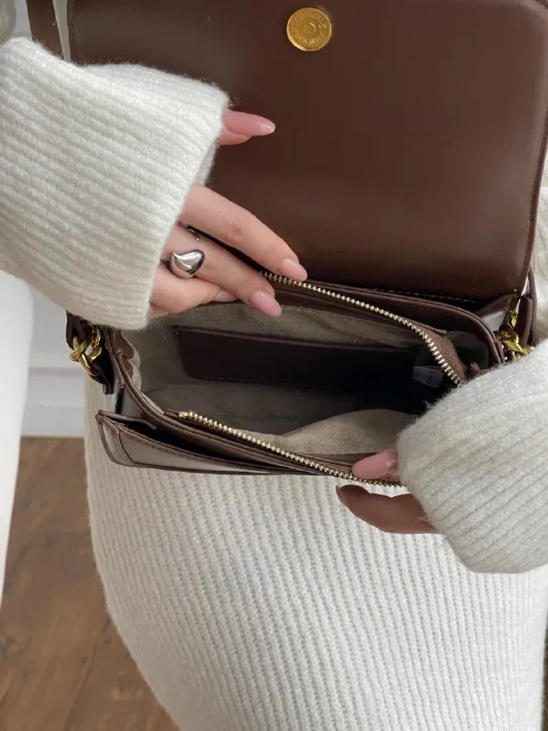 Сумка Saint Laurent Solferino еко-шкіра чорний/коричневий/білий — фото 7