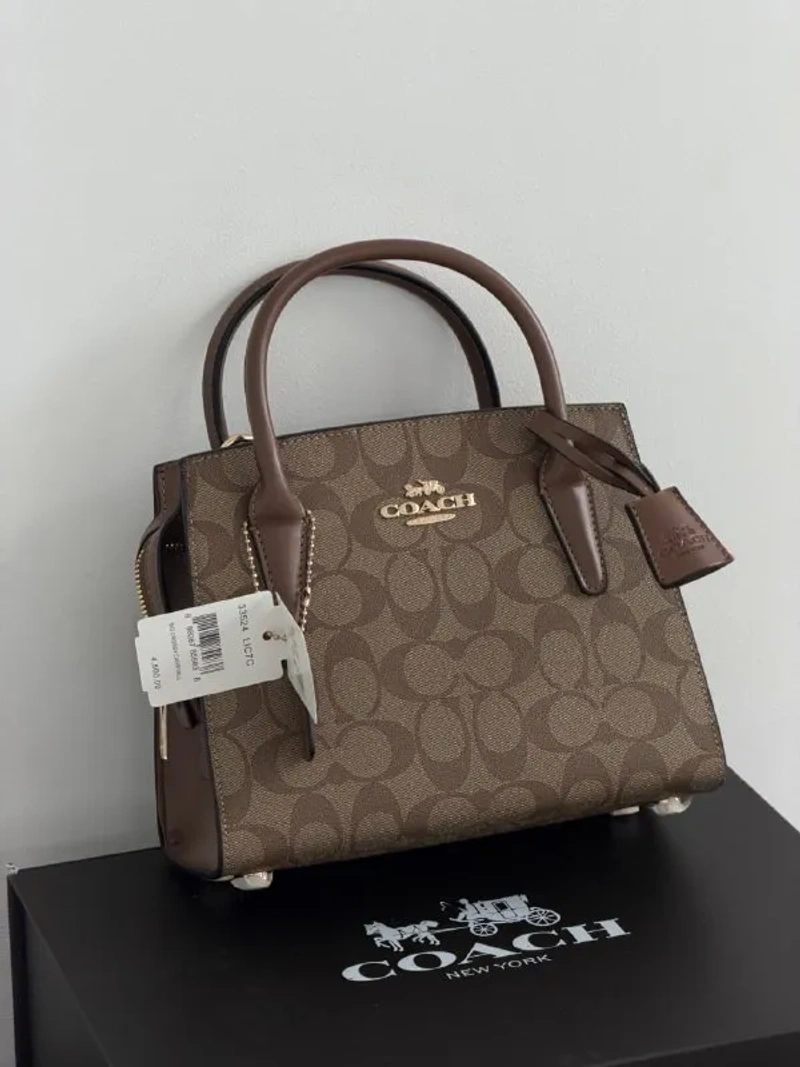 Сумка Coach Andrea Carryall шкіряна золота фурнітура — фото 8