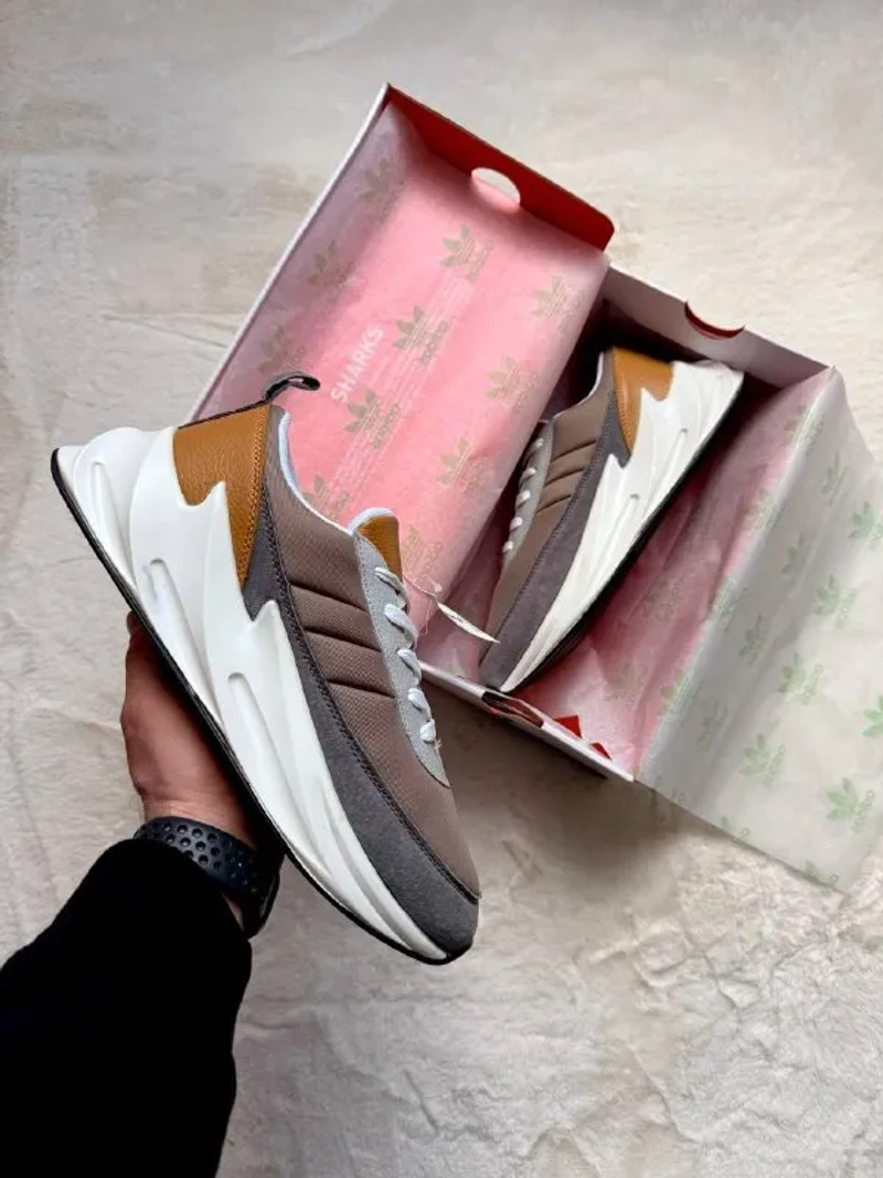 Кросівки Чоловічі Adidas Shark White & Gray & Brown — фото 7