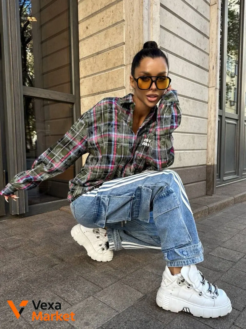 Рубашка Miu Miu Оверсайз в клетку — фото 3