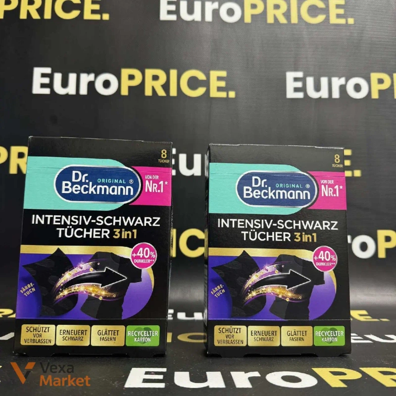 Серветки для оновлення чорного кольору Dr. Beckmann Intensiv-Schwarz Tücher 3in1 (8 шт.)