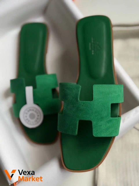 Шльопанці Hermes шкіра/замша