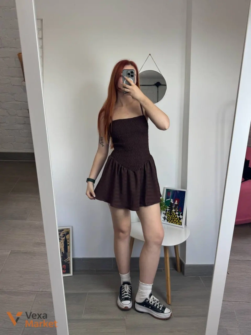 Шоколадна сукня S-M — фото 2