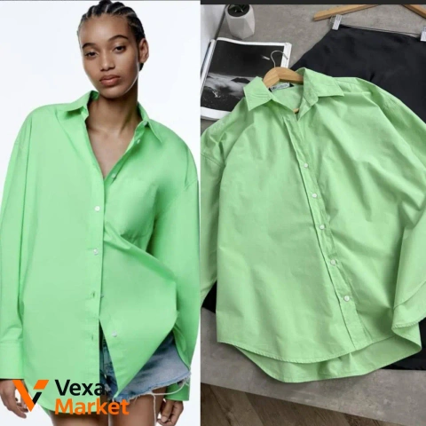 Стильна сорочка Zara оверсайз, 100% коттон, розмір S-M