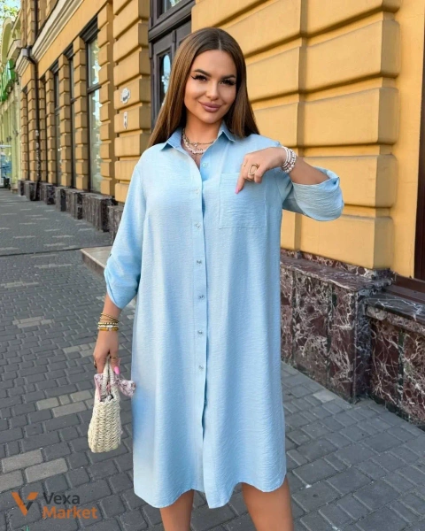 Сукня вільного крою з льону жатки