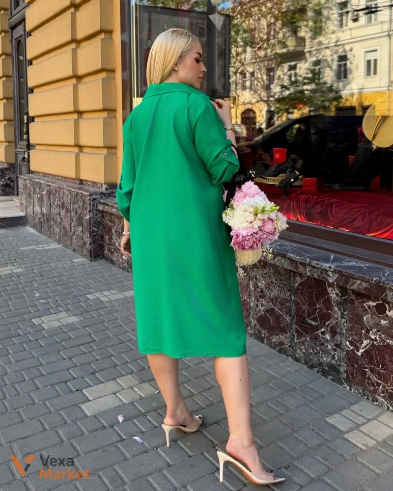 Сукня вільного крою з льону жатки — фото 3