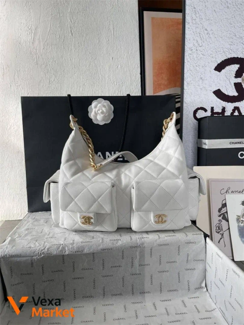 Сумка Chanel біла шкіряна люкс