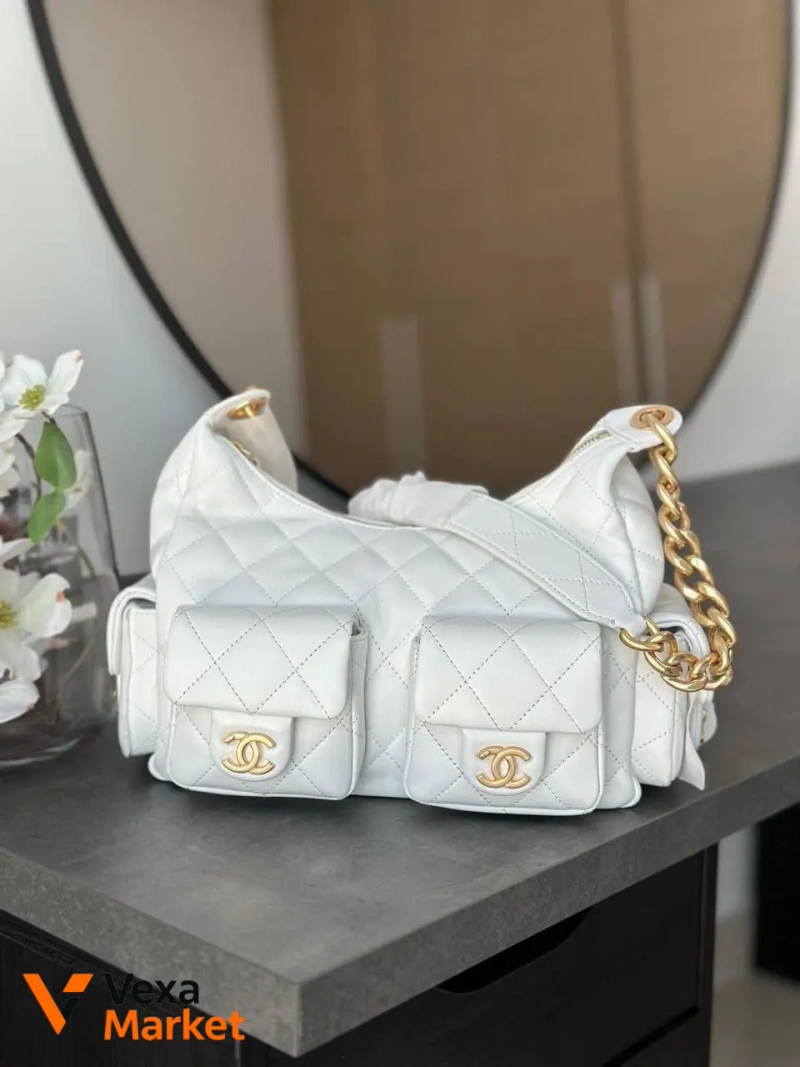 Сумка Chanel біла шкіряна люкс — фото 2