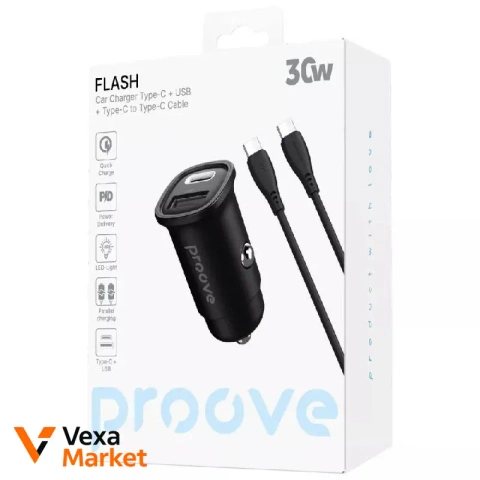 АЗП Proove Flash 30W (Type-C + USB) + Кабель Type-C to Type-C