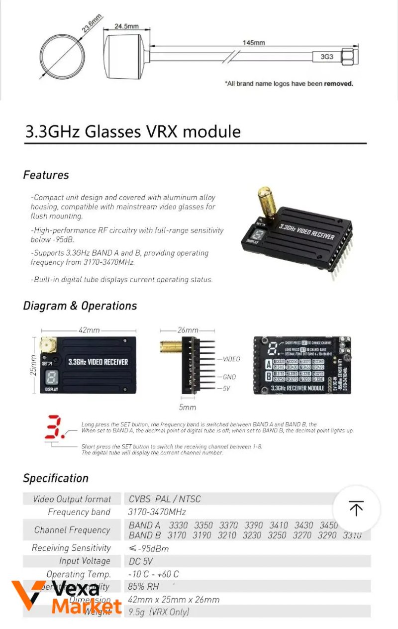 VRX Rush 3.3GHz Video Receiver Module для FPV — фото 2