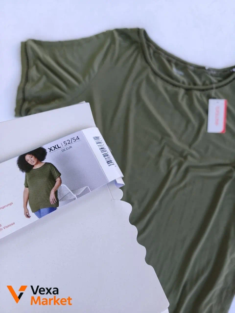 Футболка Esmara оливковая, размер 2XL-3XL, 95% вискоза