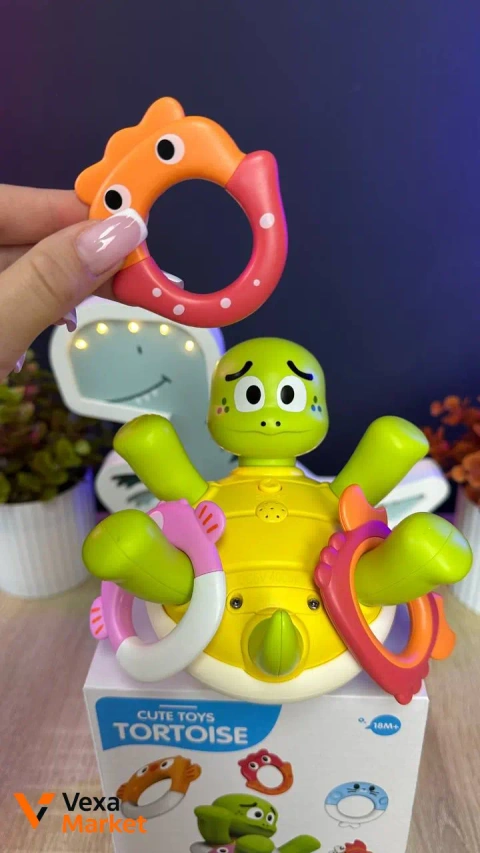 Игрушка для ванны "Черепашка" с фонтанчиком и колечками