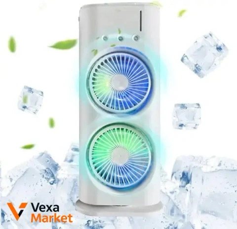 Настільний вентилятор з охолодженням Double-ended Spray Fan LED підсвічування, 3 швидкості, пульт, обертання