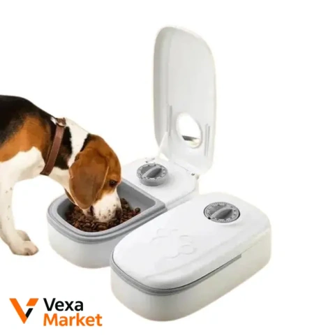 Автоматична годівниця для тварин Pets Joy, комплект 2 шт, 600 мл, з таймером