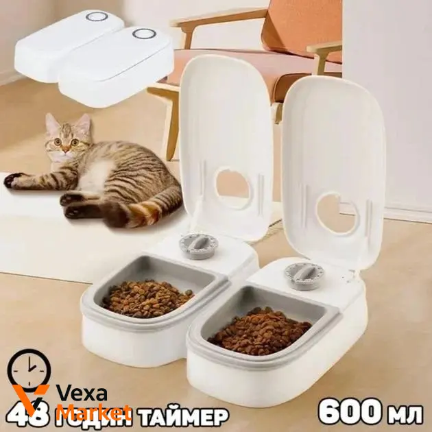 Автоматична годівниця для тварин Pets Joy, комплект 2 шт, 600 мл, з таймером — фото 2