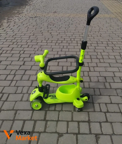 Самокат 5 в 1 Best Scooter з батьківською ручкою, музикою і світлом