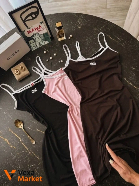 Платье Miu Miu мини на бретельках из вискозы