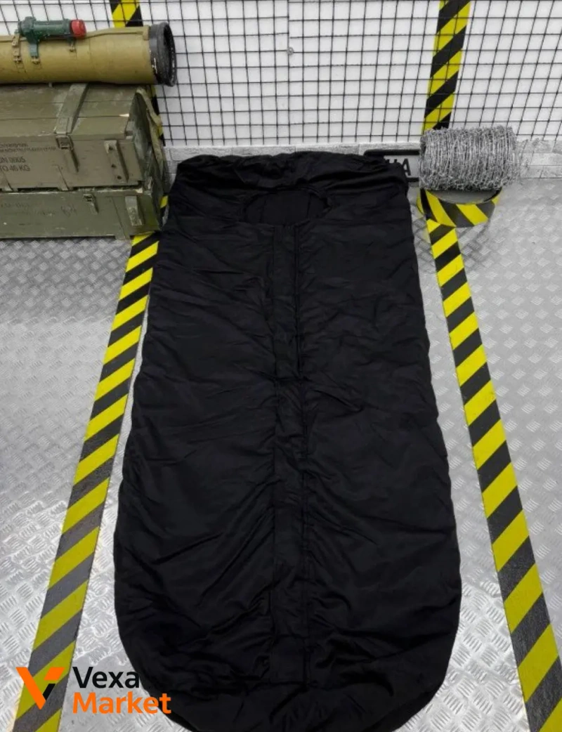 Спальник "Кіборг" ЗСУ, зимовий, до -30°C, ковдра з капюшоном, чорний/олива — фото 2
