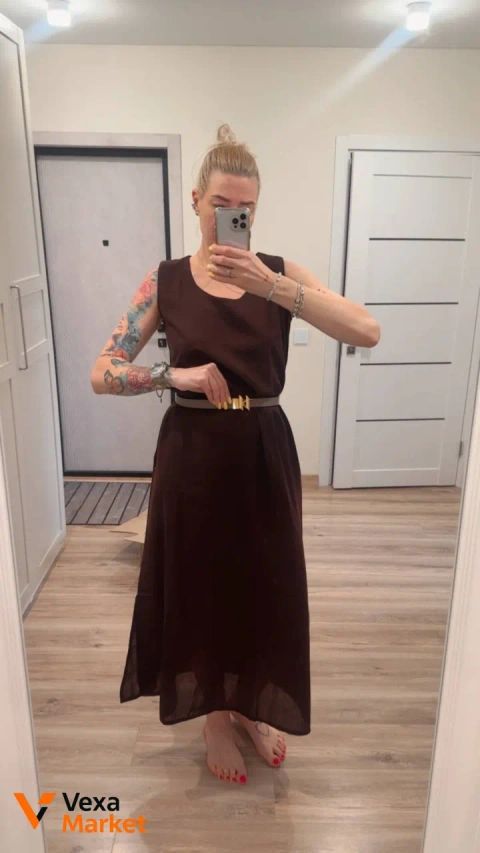 Оверсайз сукня з льону універсального розміру M/L/XL
