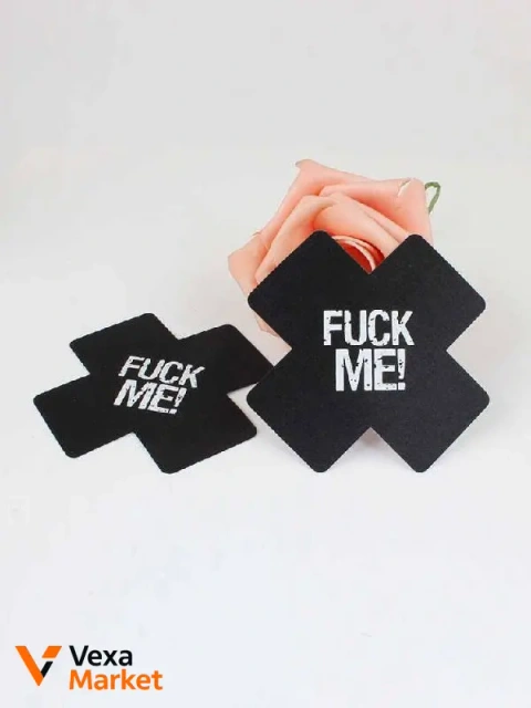 Одноразовые наклейки на соски "Fuck Me" в форме греческого креста