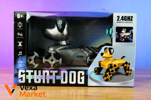 Робот-собачка на радиоуправлении "Stunt Dog" 8-колесный с подсветкой и звуком