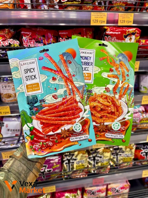Китайські гострі снеки LakeXiXi Spicy Stick, Money Grubber Slice, Garlic Spicy Stick, Garlic Spicy Chunk