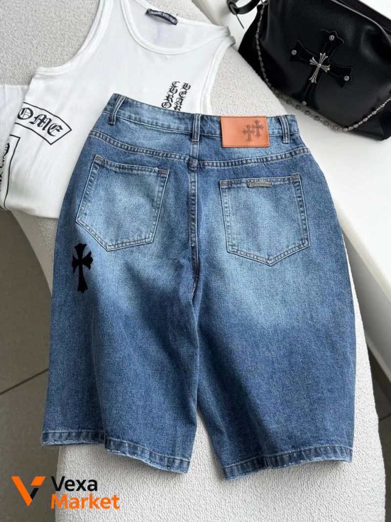 Шорти Chrome Hearts з оксамитовими хрестами — фото 3