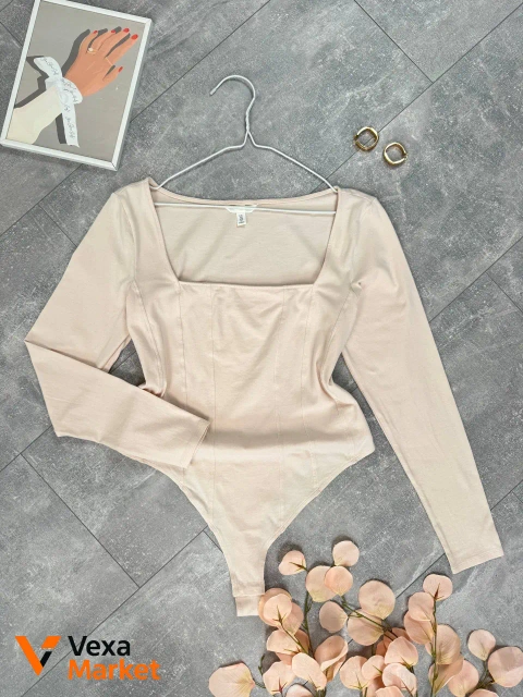 Боді H&M бавовняний блідо-рожевий квадратне декольте EUR L / 50