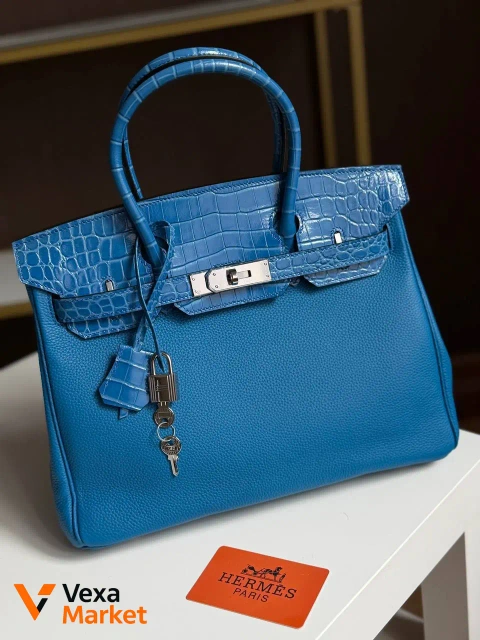 Hermes Birkin 30 см синяя