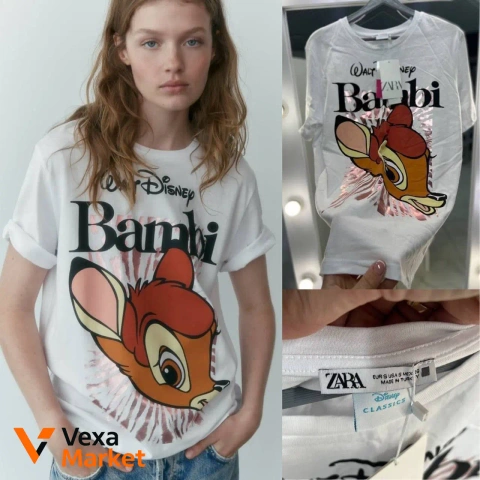 Футболка Zara Disney Bambi біла нова