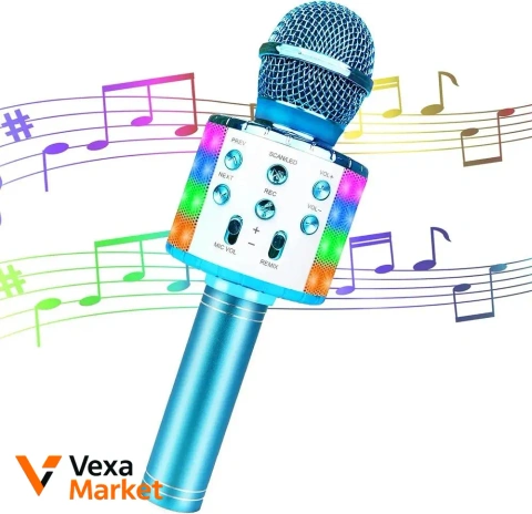 Jvcon Karaoke Microphone for Kids Blue - бездротовий Bluetooth-мікрофон з LED-підсвіткою