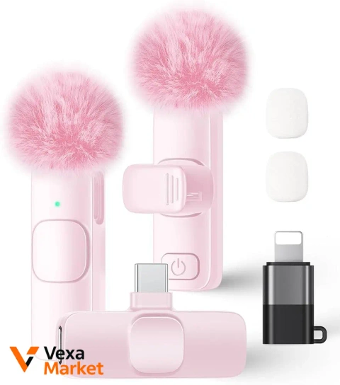 Wireless Lavalier Microphone 2 Pack Pink для iPhone, iPad, Android