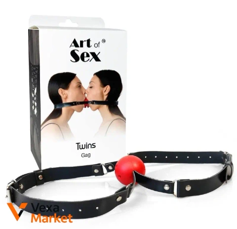 Подвійний кляп з натуральної шкіри "Twins Gag" Art of Sex