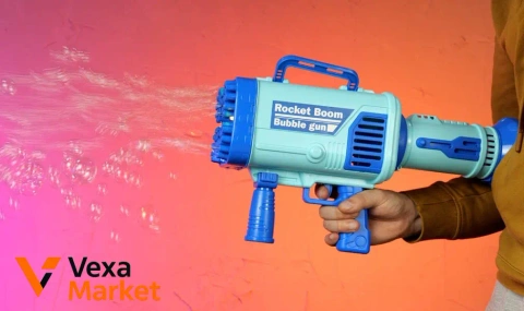 Автомат для бульбашок Rocket Boom Bubble gun з підсвічуванням, ремінцем та двома пляшечками мильної рідини