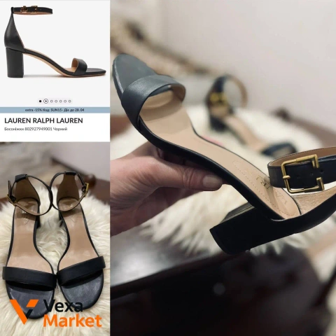 Lauren Ralph Lauren Босоніжки шкіряні чорні 38 розмір