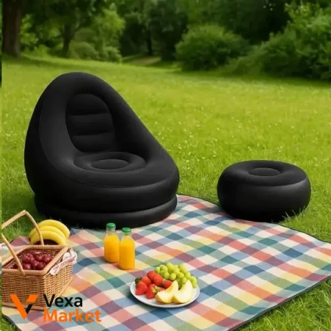 Надувне крісло з пуфиком 2в1 Air Sofa (116х98х83см, до 100кг) + Насос