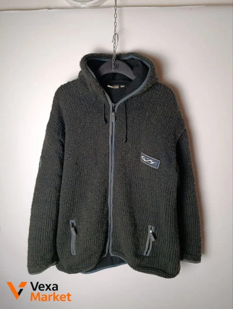 Pachamama 100% wool handknit zip hoodie L/XL