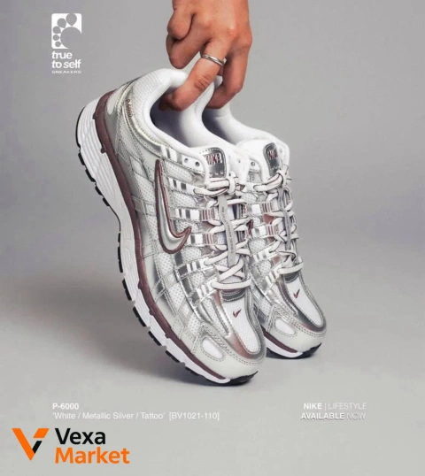 Nike P-6000 White / Metallic Silver / Tattoo (BV1021-110)
