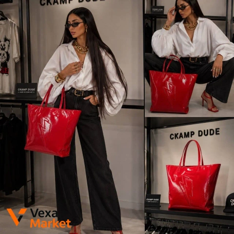 Сумка CKAMP DUDE шкіряна лакована червона