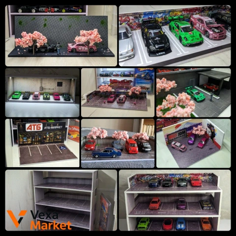 Діорами 1:64 для колекційних авто: паркінги, гаражі, JDM
