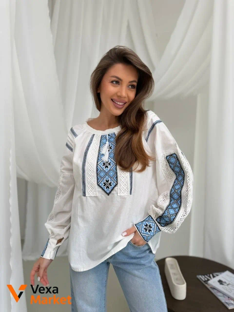 Вишиванка жіноча арт 2549 з мереживом, 100% бавовна