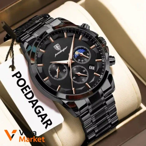 Чоловічий годинник Poedagar West Black Quartz
