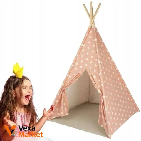 Дитячий намет-вігвам Play tive рожевий у зірочки 110x162x110