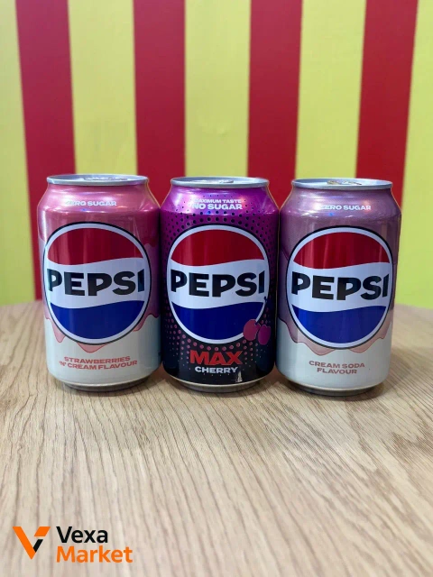Напій Pepsi Zero Sugar 330мл (Strawberry&Cream, Max Cherry, Cream Soda)