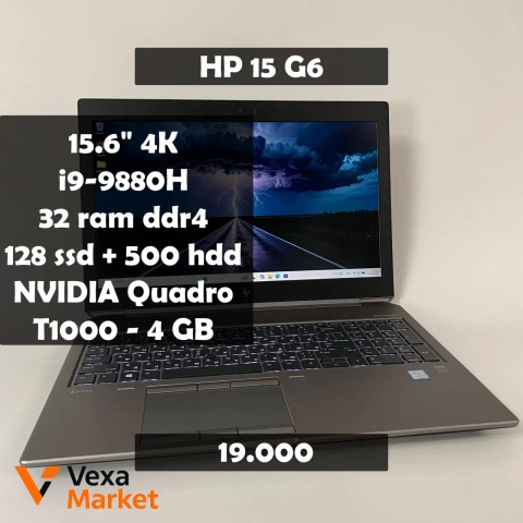Ноутбук HP zBook 15 G6 15.6" 4K, Intel Core i9-9880H, 32GB RAM, 128GB SSD + 500GB HDD, NVIDIA Quadro T1000 4GB