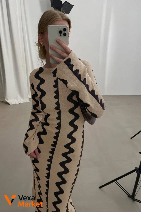 NA-KD Jacquard Knitted Maxi Dress