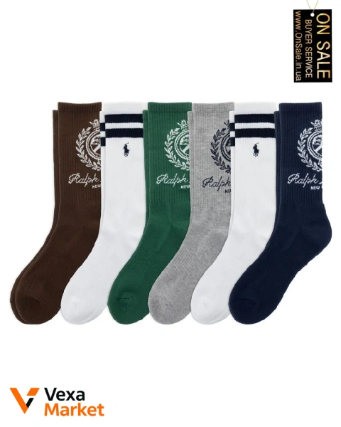 Чоловічі шкарпетки Polo Ralph Lauren набір 6 пар